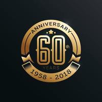 Anniversary emblems template design with gold number style vector