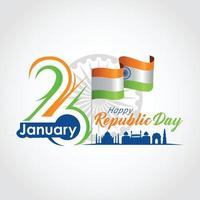 Ilustración de vector de día de la república india 26 de enero