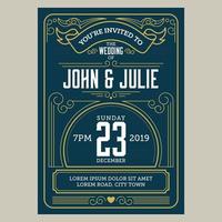 Wedding invitation card with vintage art deco style vector