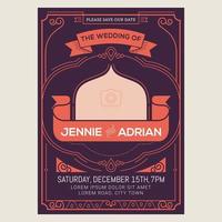 Wedding invitation card with vintage art deco style vector