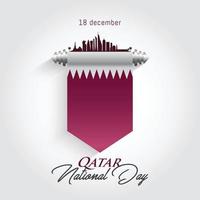 celebración del día nacional de qatar con ilustración de vector de hito y bandera