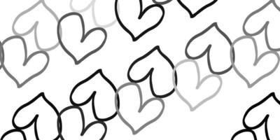 Light Gray vector background with hearts.