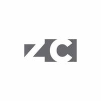 ZC Logo monogram with negative space style design template vector