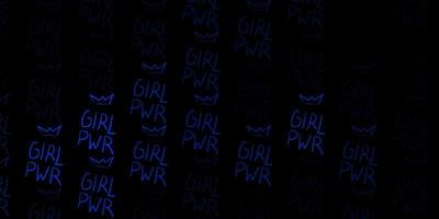 Dark BLUE vector backdrop with woman's power symbols.
