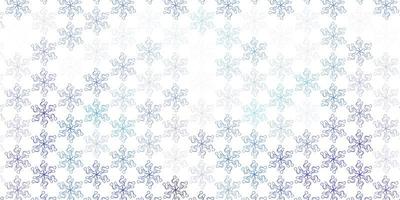 Light blue vector doodle texture with flowers.