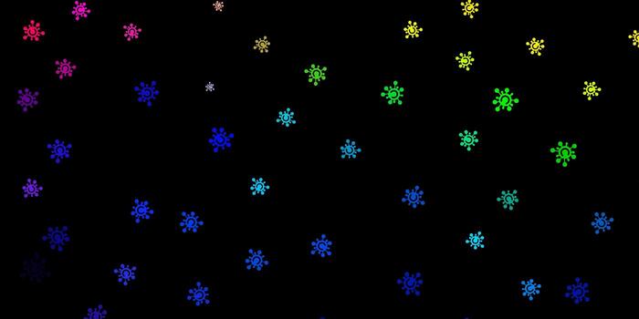 Dark multicolor vector pattern with coronavirus elements.