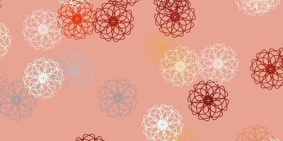 Light orange vector doodle pattern with flowers.
