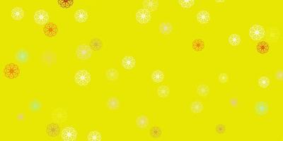 Light green, yellow vector doodle pattern with flowers.