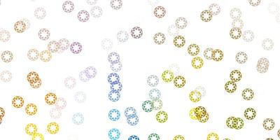 Light blue, yellow vector background with bubbles.