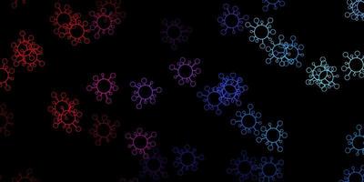 Dark blue, red vector pattern with coronavirus elements.