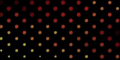 Dark Orange vector pattern with coronavirus elements.