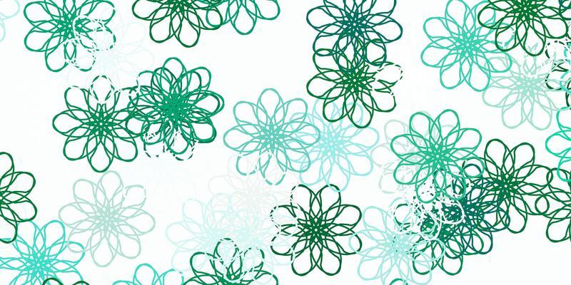 Light Green vector doodle texture with flowers.