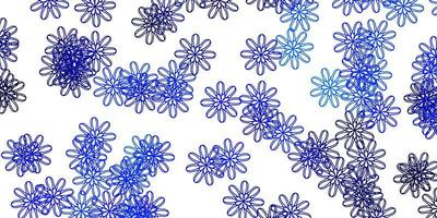 textura de doodle de vector azul claro con flores.