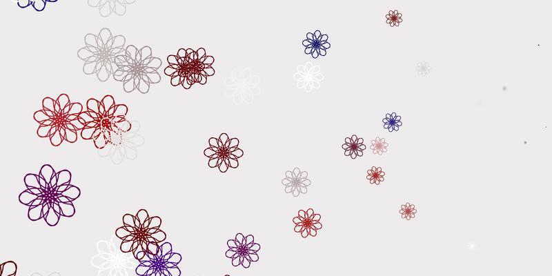 Light Red vector doodle template with flowers.