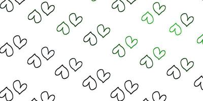 Light Green vector backdrop with sweet hearts.