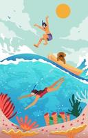 Swimming at the Sea on Summer vector