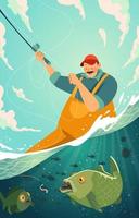 Fisherman with Fishing Rod vector