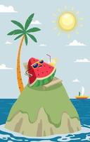 Funny Watermelon Relax at the Beach vector