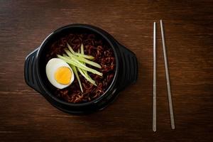 Korean Instant Noodle with Black Bean Sauce or Jajangmyeon or JJajangmyeon photo