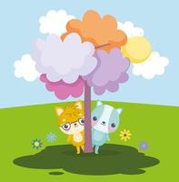 little animals with tree vector