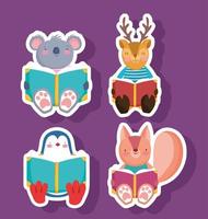 school animals sticker vector