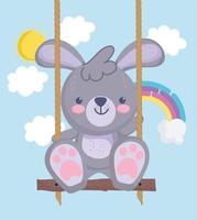 cute bunny on swing vector