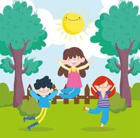 happy kids in the park vector