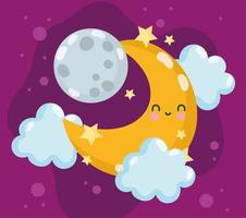 cute half moon vector