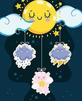 cute moon clouds vector