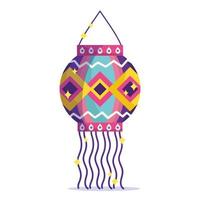 happy diwali festival, decorative hanging lantern classic detailed vector