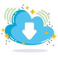 social media, cloud computing download data in cartoon style vector