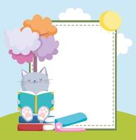 cat student with book vector