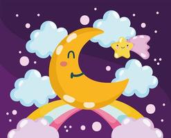 cute moon and star vector