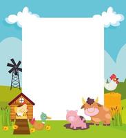 farm cute animals placard vector