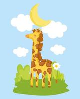 cartoon giraffe and landscape vector