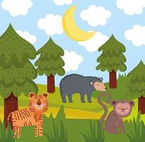 safari animals cartoon vector