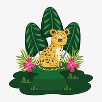 lindo leopardo en la hierba vector