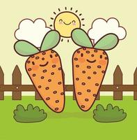 cute carrots garden vector