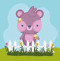 teddy bear and bee vector