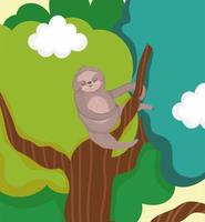 hanging cute sloth in a branch vector