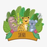 animales de safari con signo vector