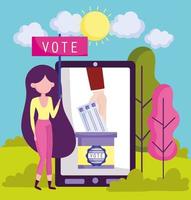 woman online voting vector