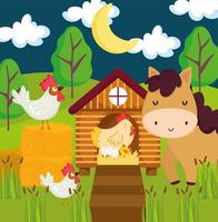 farm animals night vector