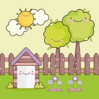 garden house trees vector