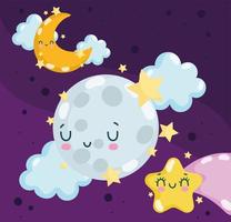 cute night moon vector