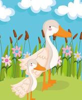 cute farm goose family vector