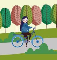 woman riding bicycle vector