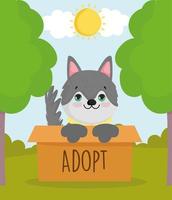 adopt us dog box vector