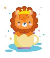 little lion in cup vector