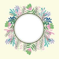 floral circle frame vector